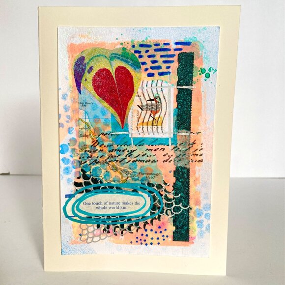 Collage Art Handmade Original Blank Greeting Card and Envelope US Postage - Picture 2 of 5